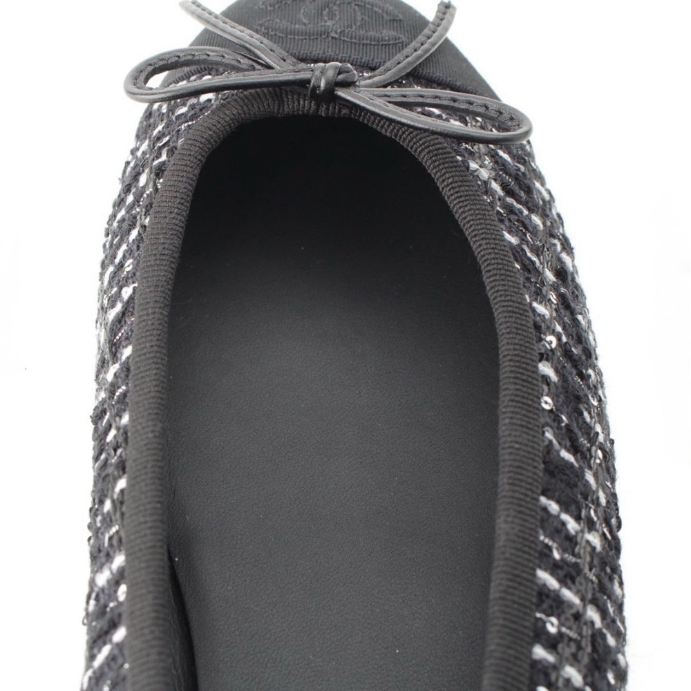 CHANEL New 2025 Interlocking CC Logo Ballet Flats / Size EU 38 / Tweed - Picture 11 of 15